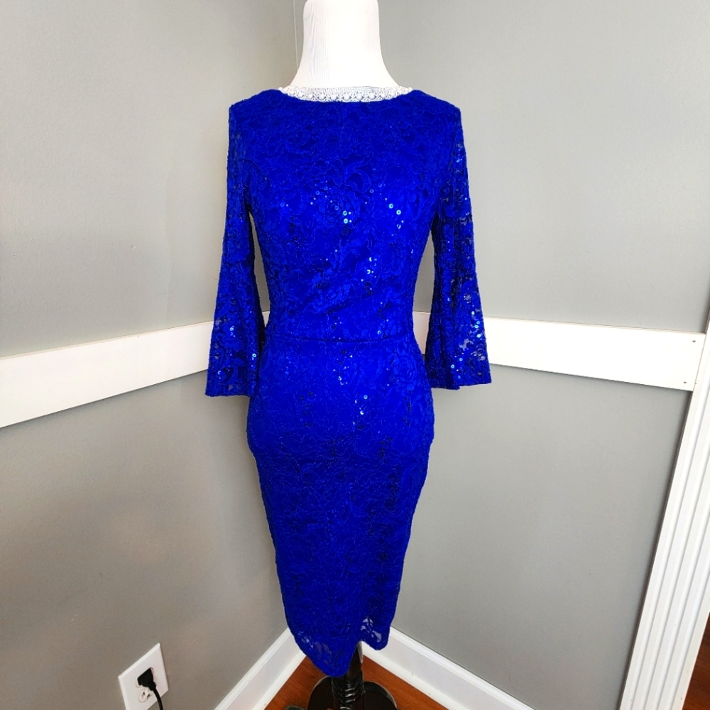 NWOT Blue Sequin And Pearl Dress Size S*